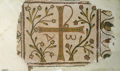 Sbeitla keresztje, a Henchir Ali Ben Rzal bazilikából, Tunézia, 5-6. század (mozaik) alkotó: Byzantine