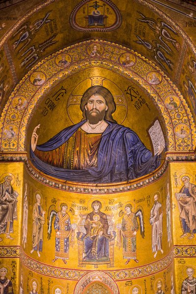 Jézus képe, Santa Maria Nuova székesegyház, Monreale, Szicília, Olaszország, Európa alkotó: Byzantine