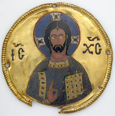 Medalion Krisztussal ikonkeretből, 1100 körül (arany, ezüst és zománcozott ékszer) alkotó: Byzantine