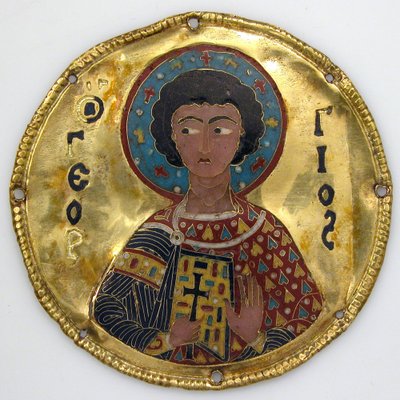 Szent György-érem ikonkeretből, 1100 körül (arany, ezüst és zománcozott zárvány) alkotó: Byzantine