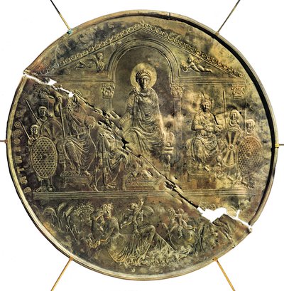 I. Theodosius (346-395) Missorium (nagy ezüsttál), Kr. u. 4. század (ezüst) alkotó: Byzantine