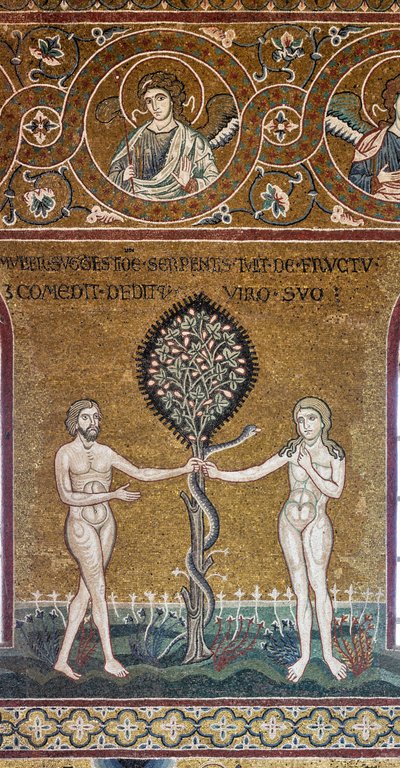 Az eredendő bűn, bizánci mozaik, ószövetségi ciklus-földi paradicsom, XII-XIII mp (mozaik) alkotó: Byzantine