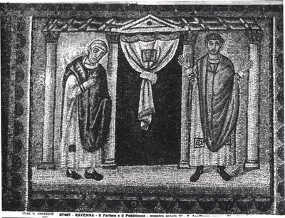 Példabeszéd a farizeusról és a vámszedőről (mozaik) alkotó: Byzantine School