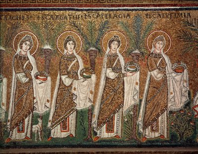 Szüzek körmenete (részlet mozaikokból, 6. század) alkotó: Byzantine School