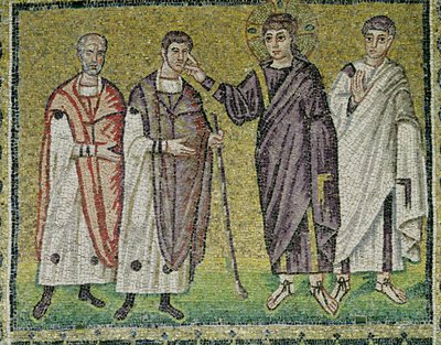 Két jerikói vak meggyógyítása, jelenetek Krisztus életéből (mozaik) alkotó: Byzantine School