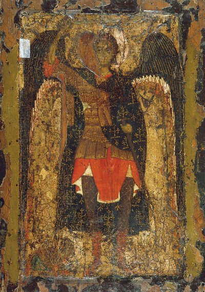 Mihály arkangyal megjelenése Joshuának, Nun fiának, a 13. század elején. alkotó: Byzantine icon.