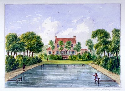 Emberek horgásznak a Peerless Poolban, City Road, Finsbury, London, c1800. alkotó: CH Matthews