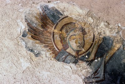 Angyal, freskó az Agios Georgios bizánci templomban, Apodoulou, Kréta, Görögország (fotó) alkotó: J.B. and Brown J. Rowbotham