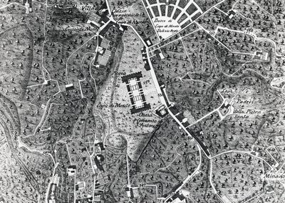 Nápoly várostérképe Capodimonte-val, részlet a Duke Of Noja térképről alkotó: J.B. and Brown J. Rowbotham