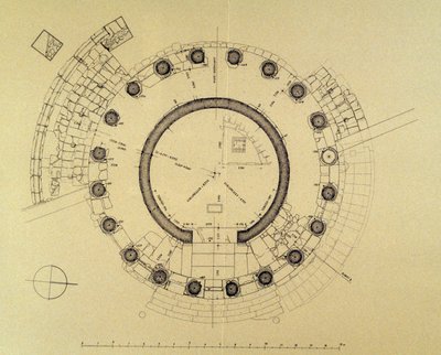A Vesta vagy Hercules Victor templom alaprajza, Friedrich Rakob német régész (1931-2007) (fotó) alkotó: J.B. and Brown J. Rowbotham
