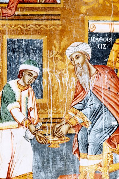 Freskó a Mikro Sotiris kolostorban, Symi szigetén, Görögországban (fotó) alkotó: J.B. and Brown J. Rowbotham