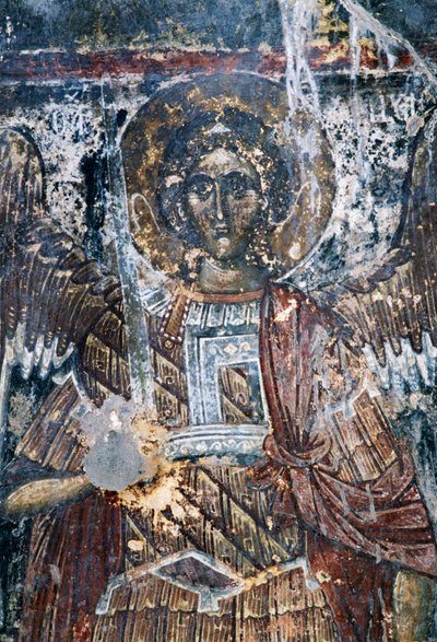 Ló, sérült freskó az Agios Vasileios templom mennyezetén, Vavouledo, Kréta, Görögország (fotó) alkotó: J.B. and Brown J. Rowbotham