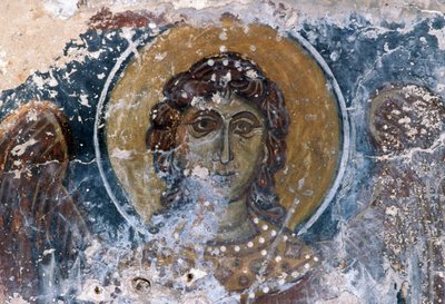 Jézus-freskó az Agia Anna templomban alkotó: J.B. and Brown J. Rowbotham