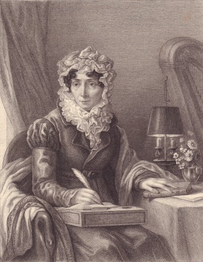 Stephanie-Felicite francia írónő, Ducrest de Saint Aubin, Madame de Genlis (1746-1830) portréja, metszet alkotó: J.B. and Brown J. Rowbotham