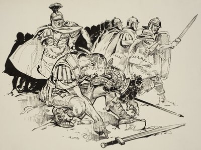 Julianus császár halála (331-63) (gouache, papír) alkotó: C.L. Doughty