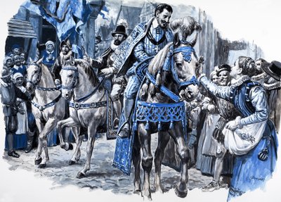 Nagy Henrik, "Franciaország története" című művéből (gouache, papír) alkotó: C.L. Doughty