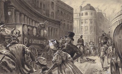 Lovas omnibusz, London (gouache, papír) alkotó: C.L. Doughty