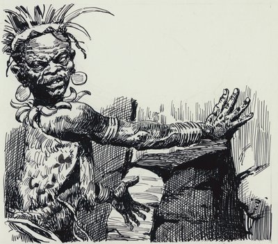 Illusztráció a King Solomons Mines-hez (gouache, papír) alkotó: C.L. Doughty