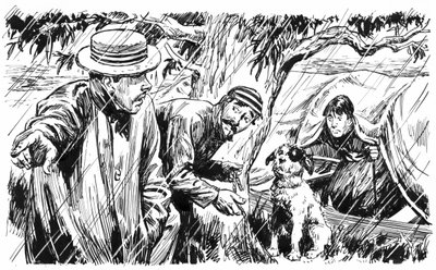 Illusztráció Jerome K Jerome Three Men In A Boat című könyvéhez (toll és tinta) alkotó: C.L. Doughty