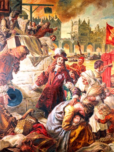 II. Károly király (1630-1685) a londoni nagy tűzvész alkotó: C.L. Doughty