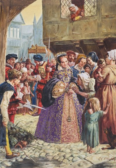 Tudor Mária (1515-58) (gouache, papír) alkotó: C.L. Doughty