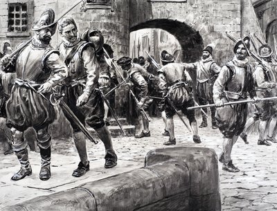 Franciaország története -- katonák gyülekeznek Párizsban alkotó: C.L. Doughty