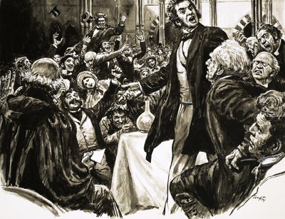 Thomas Huxley az előadói emelvényen alkotó: C.L. Doughty