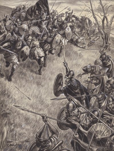Azonosítatlan csatajelenet (gouache, papír) alkotó: C.L. Doughty