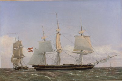 Egy dán korvett feküdt, hogy tárgyaljon egy dán dandárral: A jelenet a nyugat-indiai vizeken játszódik alkotó: Christoffer Wilhelm Eckersberg