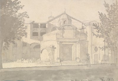 A Via Sacra szakasza, Róma Szent Kozma és Damian temploma, 1814-15. alkotó: Christoffer Wilhelm Eckersberg