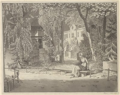 Descartes és Conde sírjánál a Jardin Elysée des Petits Augustins-ban, Párizsban alkotó: Christoffer Wilhelm Eckersberg