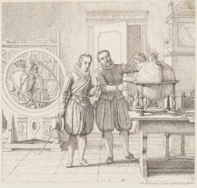 IV. Christian meglátogatja Tycho Brahét Uranienborgban alkotó: Christoffer Wilhelm Eckersberg
