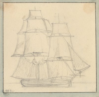 Egy brig elővitorlával a fő tetején. alkotó: Christoffer Wilhelm Eckersberg