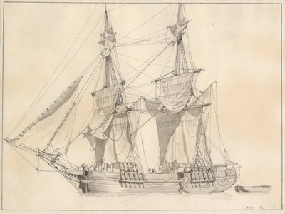 Egy brig vitorlákat szárít alkotó: Christoffer Wilhelm Eckersberg