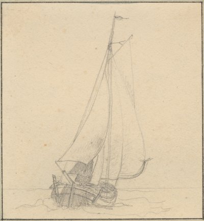 Egy jacht vitorla alatt elölről nézve. alkotó: Christoffer Wilhelm Eckersberg