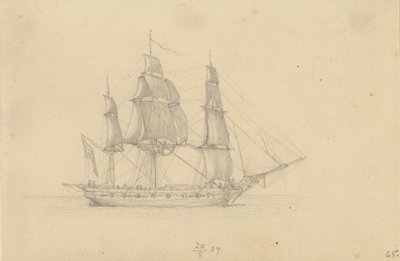 Egy korvett. alkotó: Christoffer Wilhelm Eckersberg