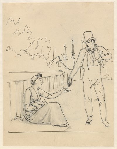 Egy nő alamizsnát kap alkotó: Christoffer Wilhelm Eckersberg