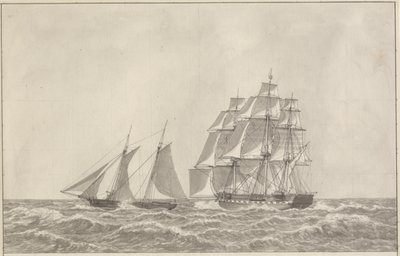 Egy szkúner az üldöző fregatt elől alkotó: Christoffer Wilhelm Eckersberg