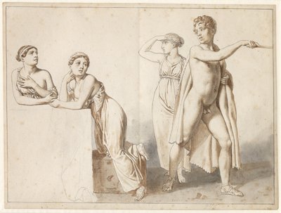 Négy tanulmányi figura, három női és egy férfi antik viseletben. alkotó: Christoffer Wilhelm Eckersberg