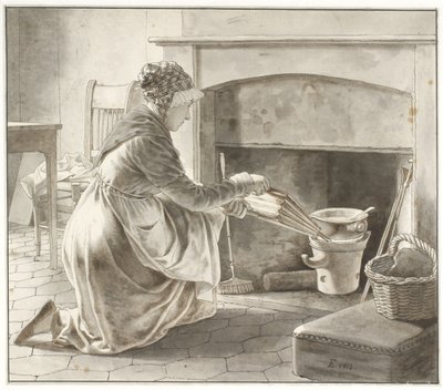 Az étel készül. Eckersberg háziasszonya Párizsban (?) alkotó: Christoffer Wilhelm Eckersberg