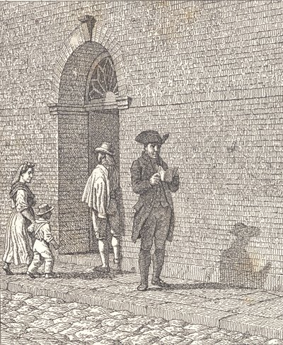Egy templomajtó előtt alkotó: Christoffer Wilhelm Eckersberg