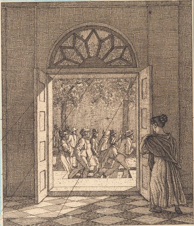 Egy előszobából. Illusztráció a "Lineáris perspektívához", VI. tábla alkotó: Christoffer Wilhelm Eckersberg