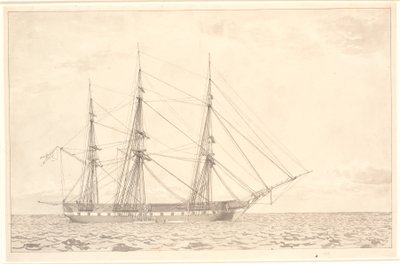 A Freia fregatt horgonyban. alkotó: Christoffer Wilhelm Eckersberg
