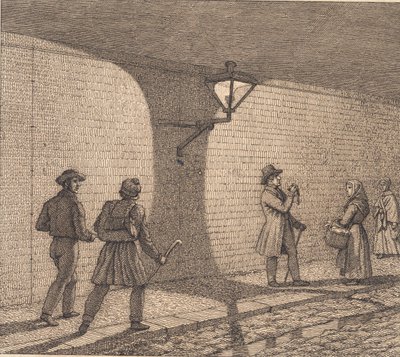 Utcai jelenet lámpafénynél. Illusztráció a "Lineáris perspektívához", VIII. tábla alkotó: Christoffer Wilhelm Eckersberg