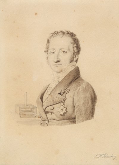 Christoffer Hansteen norvég fizikus portréja. Mellkép en face t.v. alkotó: Christoffer Wilhelm Eckersberg