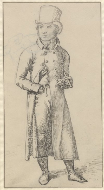 Egy álló férfi portréja, bal karja alatt bottal alkotó: Christoffer Wilhelm Eckersberg