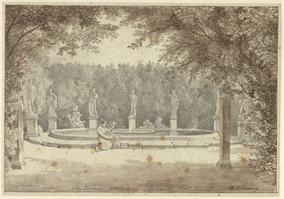 A szökőkút a Palazzo Barberini kertjében, Rómában alkotó: Christoffer Wilhelm Eckersberg