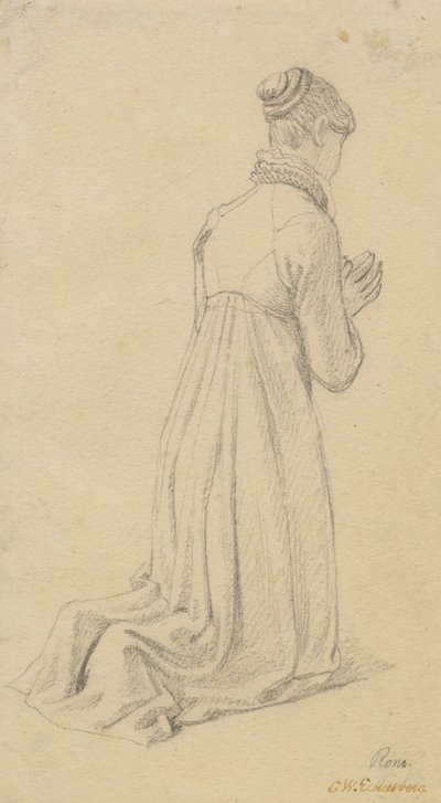 Tanulmány egy térdelő nőről. alkotó: Christoffer Wilhelm Eckersberg