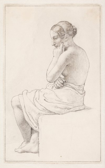 Tanulmány egy ülő félmeztelen nőről alkotó: Christoffer Wilhelm Eckersberg