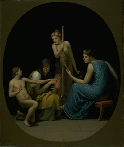 A Parcae: Clotho, Lachesis és Atropos az élet fonalát forgatva alkotó: Christoffer Wilhelm Eckersberg